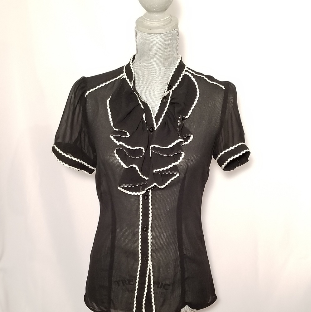 Black and White  sheer dressy blouse